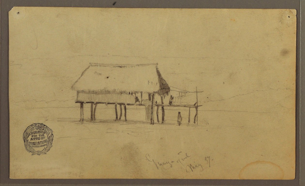 Dessin, Une hutte sur des poteaux, Guayaquil, Équateur, mai 1857 - Frederic Edwin Church