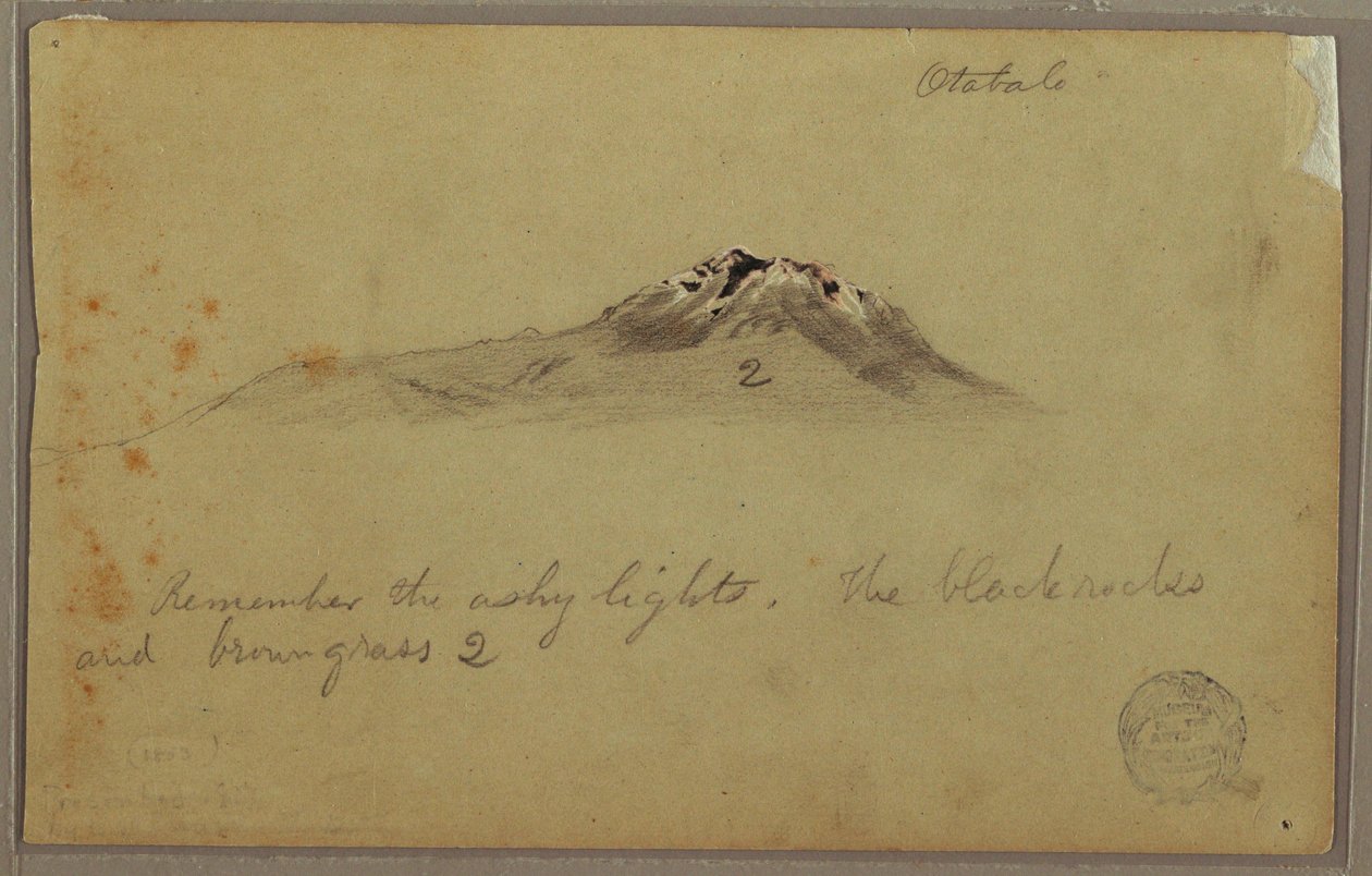 Dessin, pic de la montagne andine (Cayambe ), Otavalo, Équateur, août ou septembre 1853 - Frederic Edwin Church
