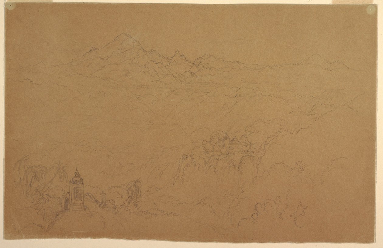 Dessin, paysage des Andes, juillet 1853 - Frederic Edwin Church