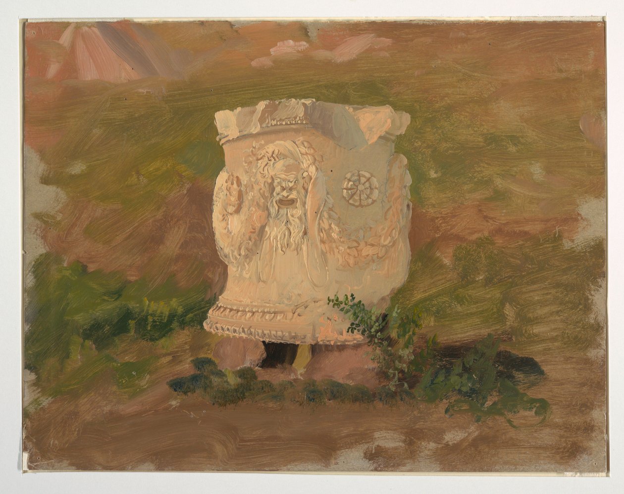 Dessin, Athènes, sculpture dans le théâtre de Dionysos, avril 1869 - Frederic Edwin Church