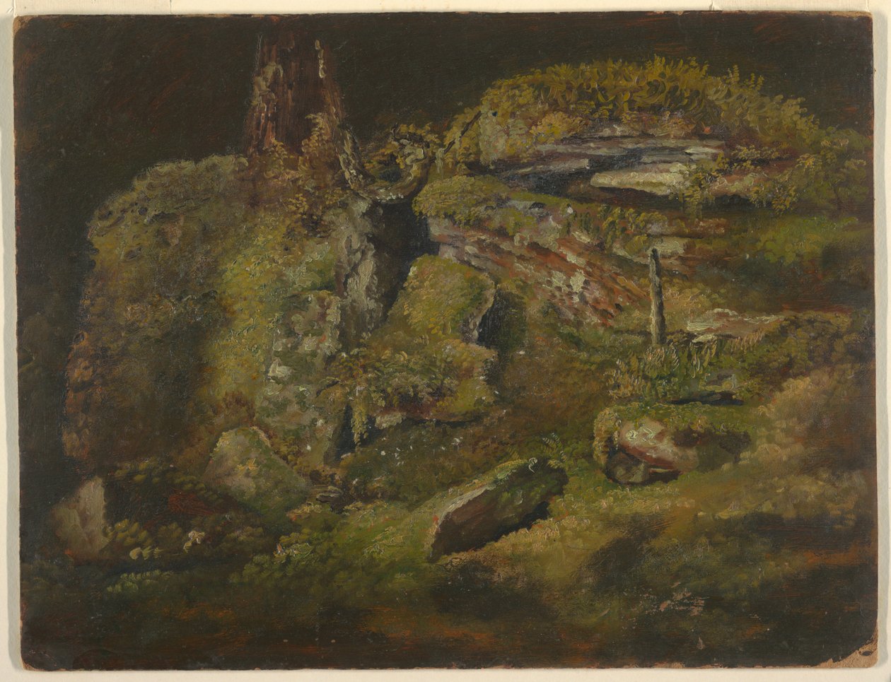 Dessin, Boulder dans les bois, vers 1845 - Frederic Edwin Church