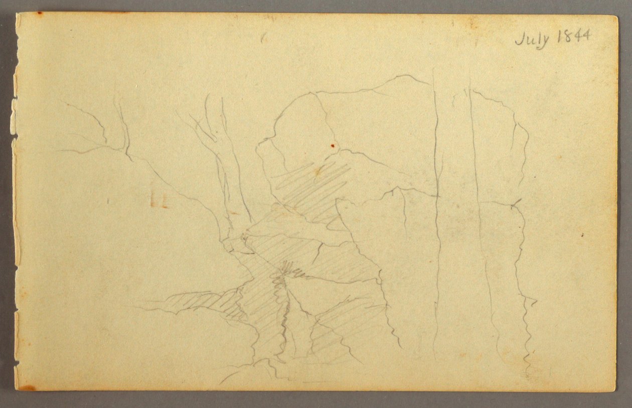 Dessin, Rochers parmi les arbres, 1844 - Frederic Edwin Church