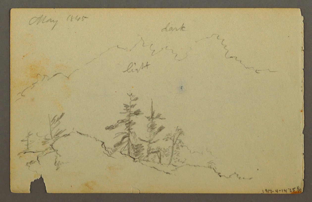 Dessin, Grand paysage vallonné avec des nuages, 1844 - Frederic Edwin Church