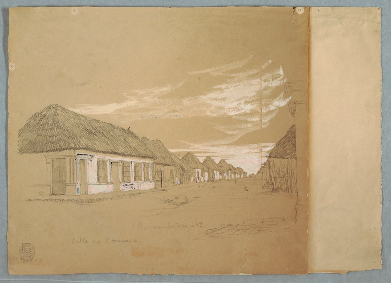 Dessin, Calle de Commerce, Barranquilla, Colombie, mai 1853 - Frederic Edwin Church