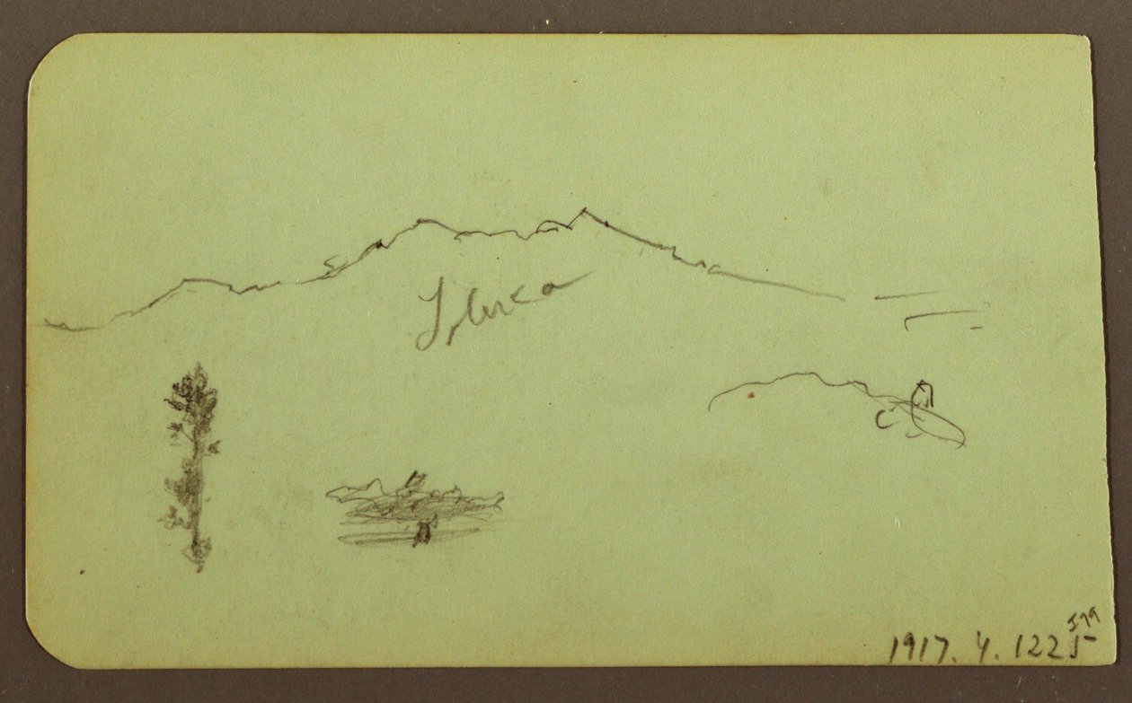Dessin, église ; verso : paysage de montagne, "Taluca", 1883 - Frederic Edwin Church