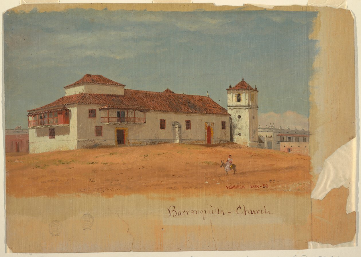 Dessin, église de Barranquilla, Colombie, mai 1853 - Frederic Edwin Church