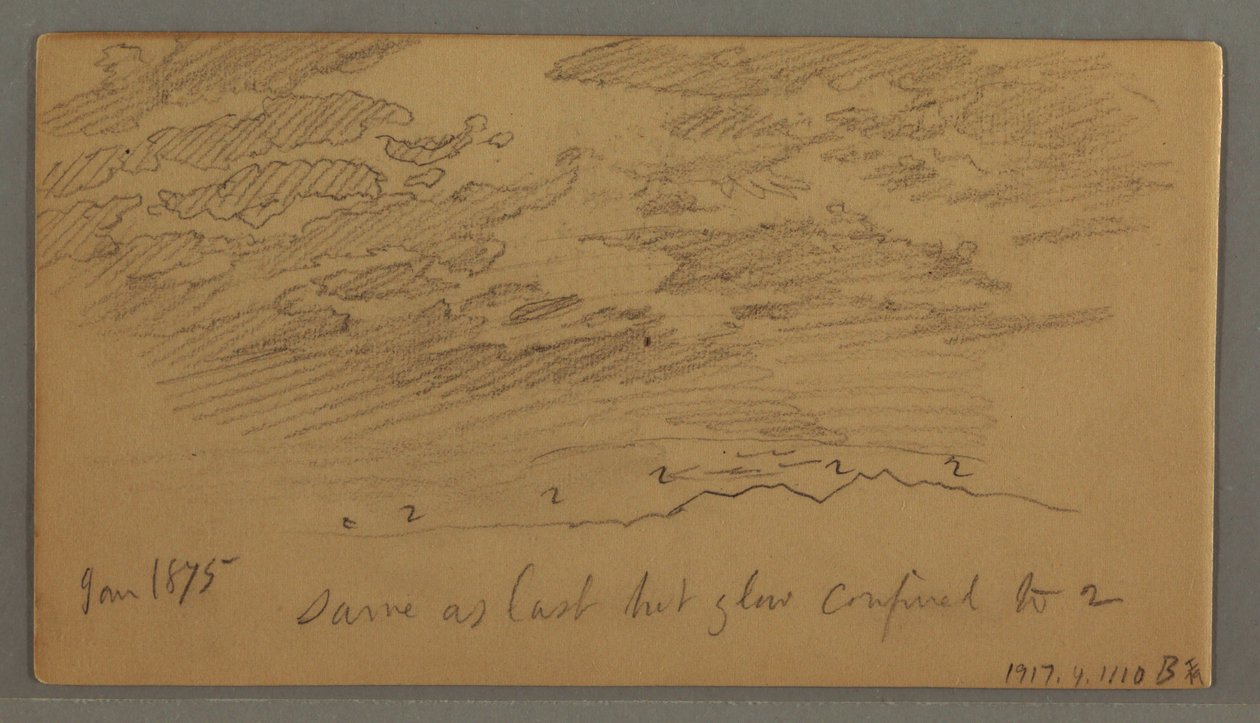 Dessin, nuage au-dessus des collines, janvier 1875 - Frederic Edwin Church