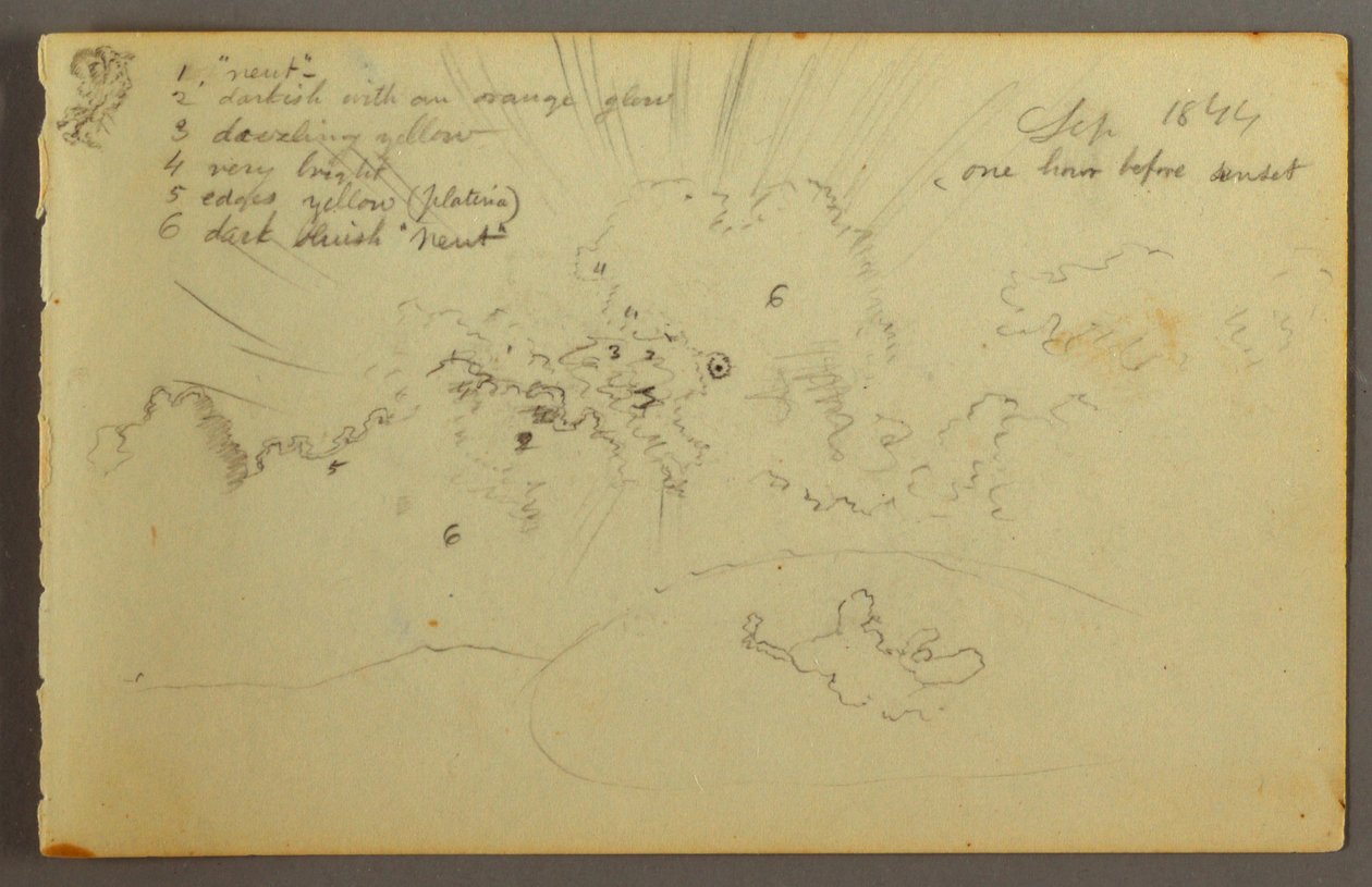 Dessin, Étude de nuages avec soleil éclatant, 1844 - Frederic Edwin Church