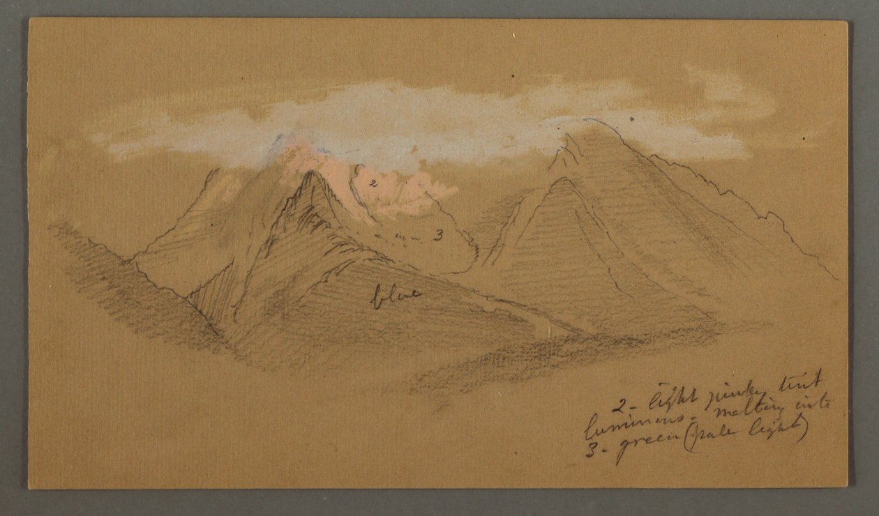 Dessin, Nuages sur des pics montagneux, peut-être 1868 - Frederic Edwin Church