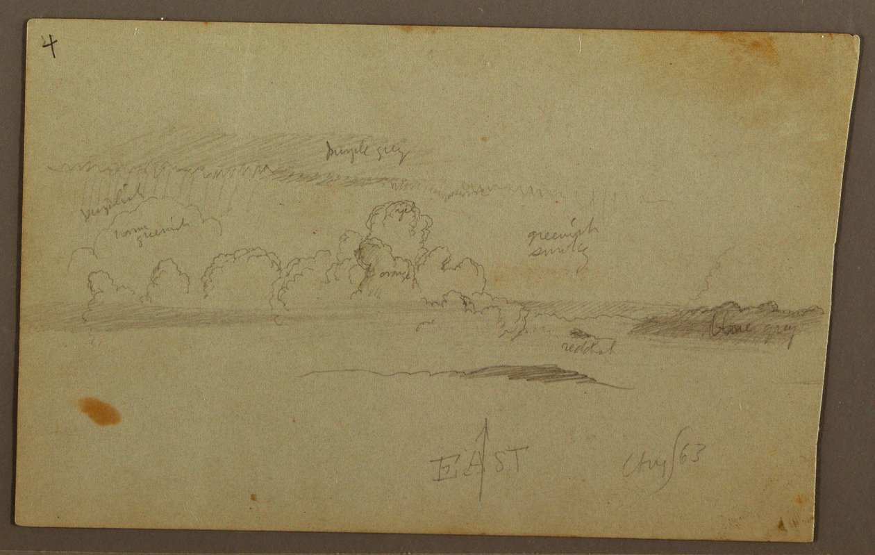Dessin, Nuages sur la chaîne de collines, 1863 - Frederic Edwin Church