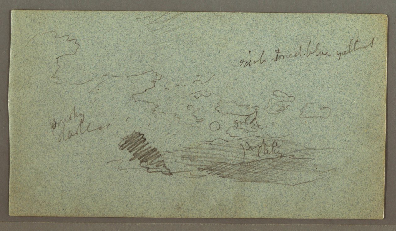 Dessin, Nuages sur une chaîne de collines, soleil bas, peut-être 1874 - Frederic Edwin Church
