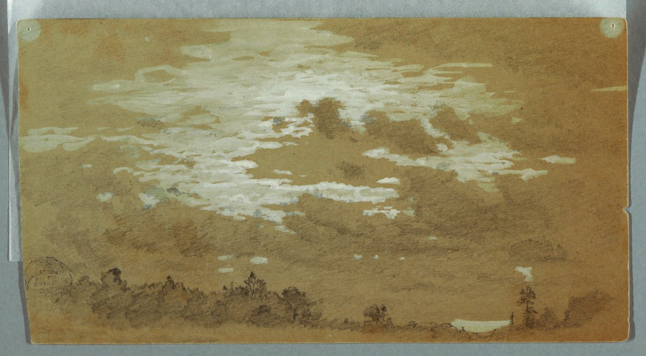 Dessin, Ciel nuageux sur une crête boisée, Niagara, peut-être 1858 - Frederic Edwin Church