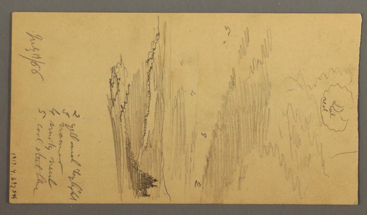 Dessin, ciel nuageux sur des montagnes, 19 juillet 1866 - Frederic Edwin Church