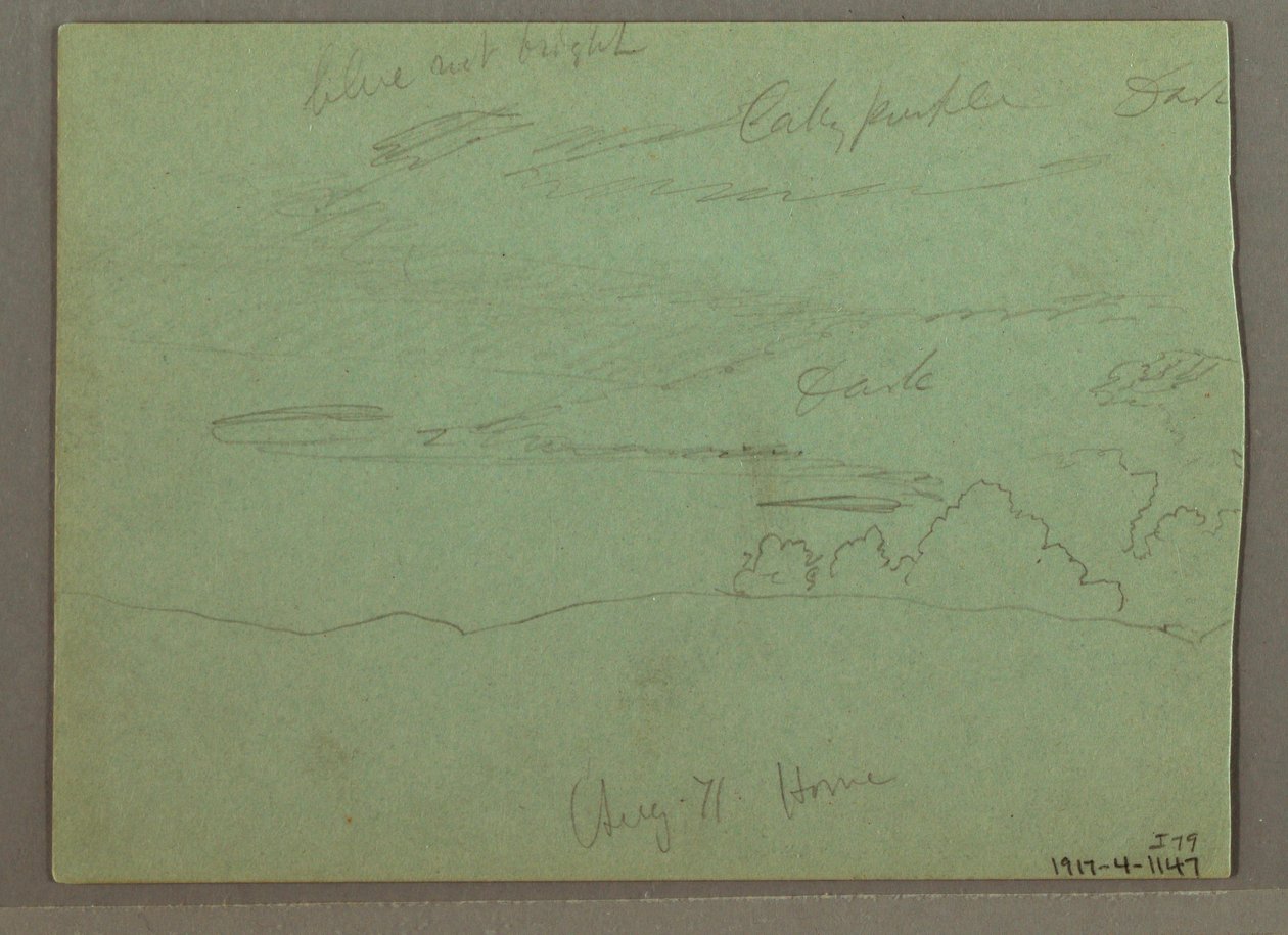 Dessin, ciel nuageux sur la crête, août 1871 - Frederic Edwin Church