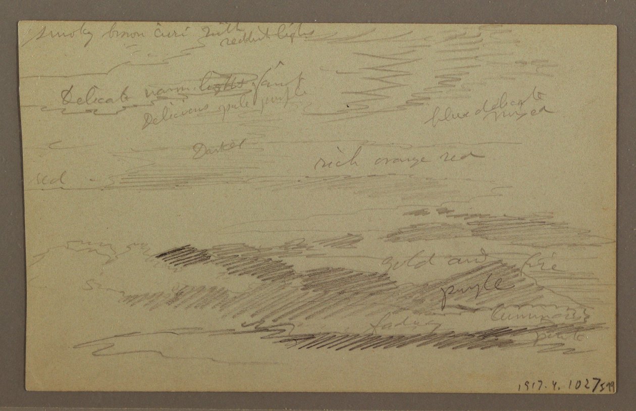 Dessin, ciel nuageux, peut-être années 1860 - Frederic Edwin Church