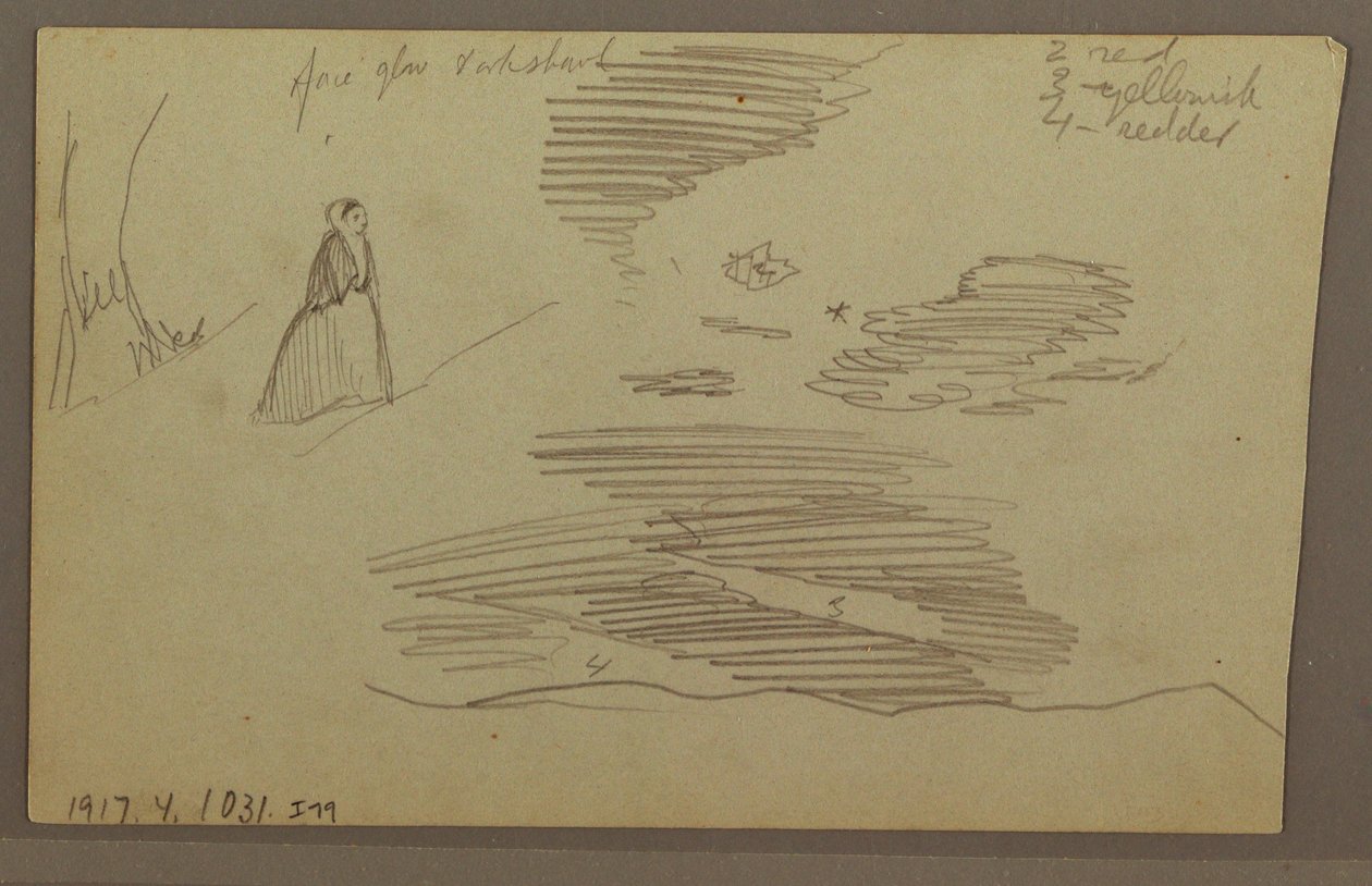 Dessin, ciel nuageux, peut-être années 1860 - Frederic Edwin Church