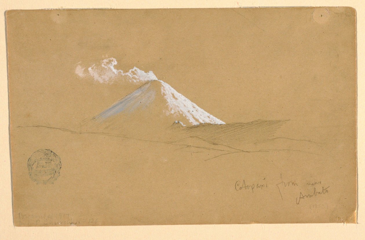 Dessin, Cotopaxi depuis Ambato, Équateur, 1853 - Frederic Edwin Church