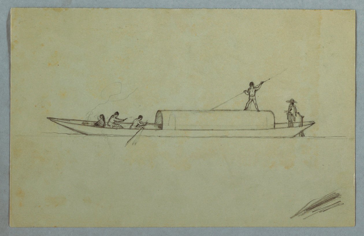 Dessin, canoë couvert, probablement sud-américain, 1853 ou 1857 - Frederic Edwin Church