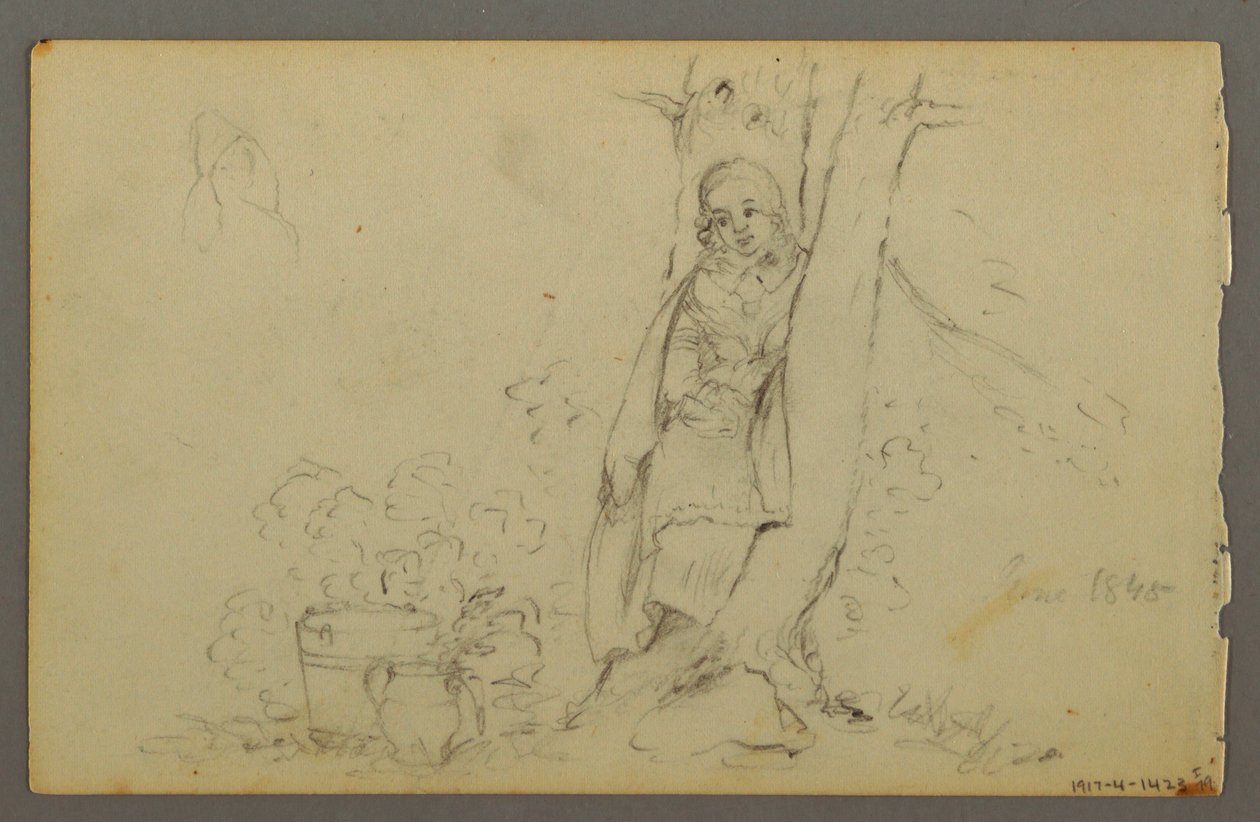 Dessin, bâtiments de ferme éloignés, 1844 - Frederic Edwin Church