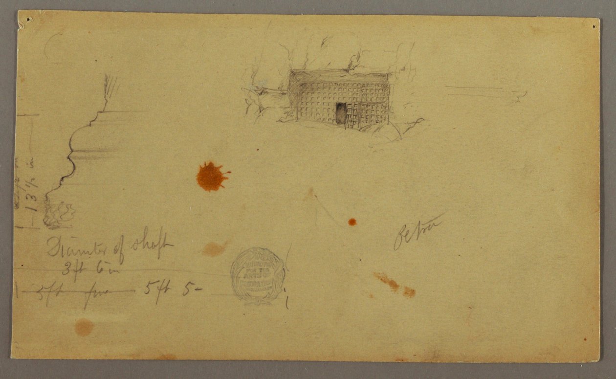 Dessin, maison à dôme, maison avec escalier, février, peut-être 1868 - Frederic Edwin Church