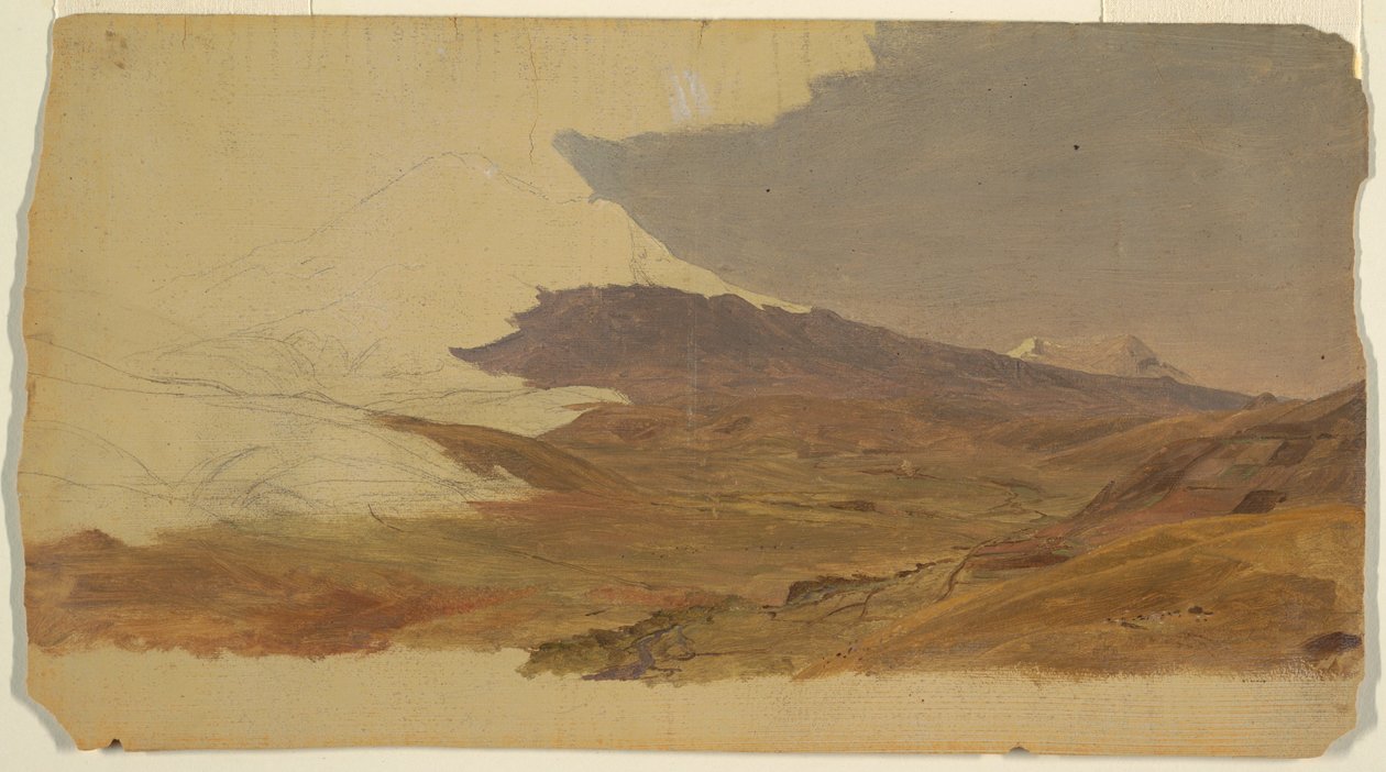 Dessin, Équateur, montagne (peut-être Chimborazo), 1853 - Frederic Edwin Church
