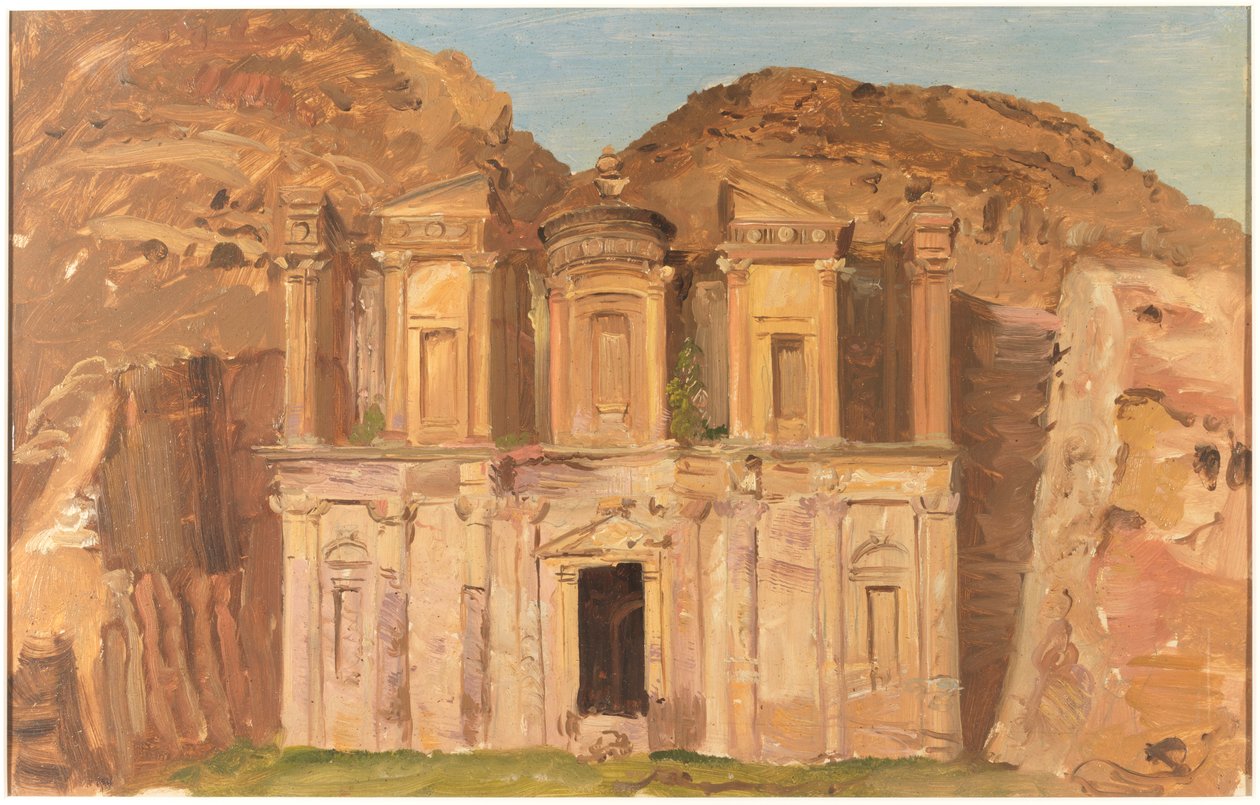 Dessin, temple Ed Deir Rock, Petra, fin février 1868 - Frederic Edwin Church