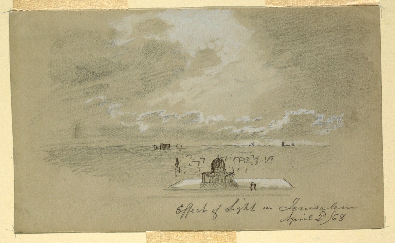 Dessin, Effet de la lumière sur Jérusalem, 2 avril 1868 - Frederic Edwin Church