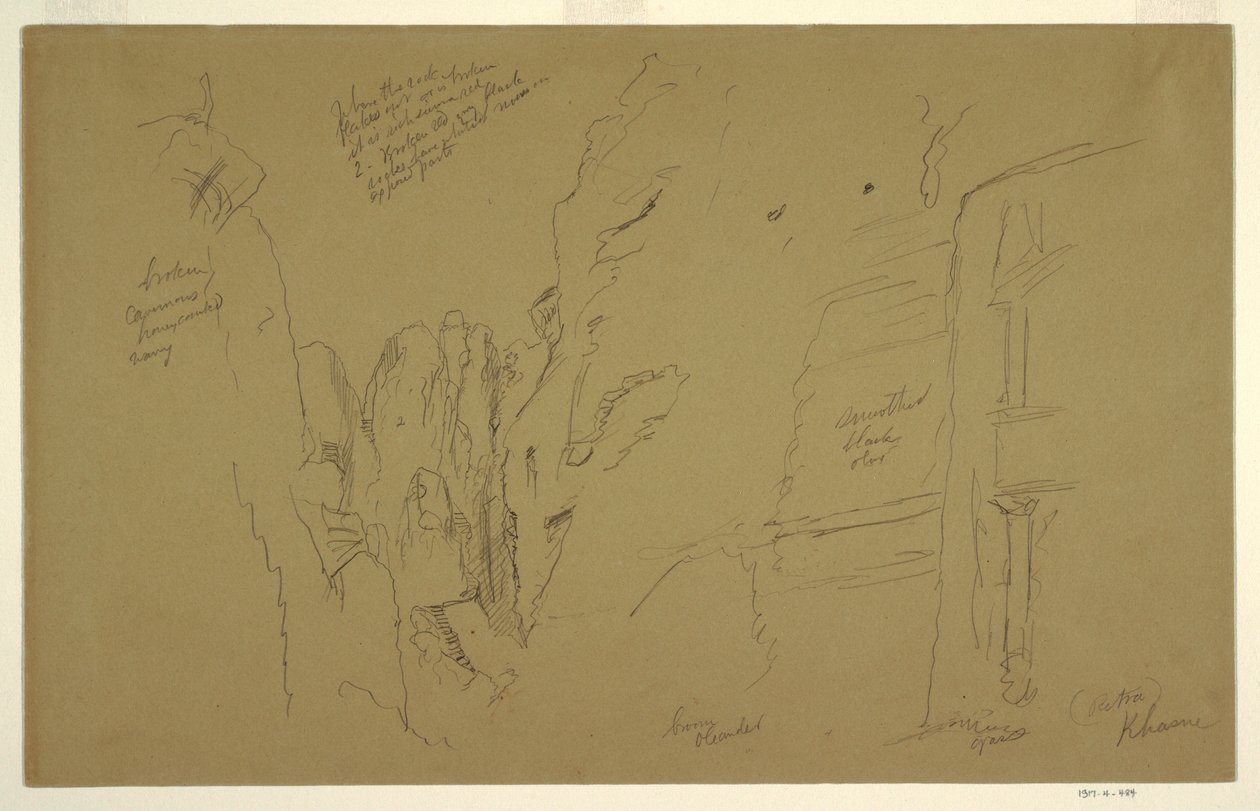 Dessin, El Khasnesh, Petra Jordanie, 26 février 1868 - Frederic Edwin Church