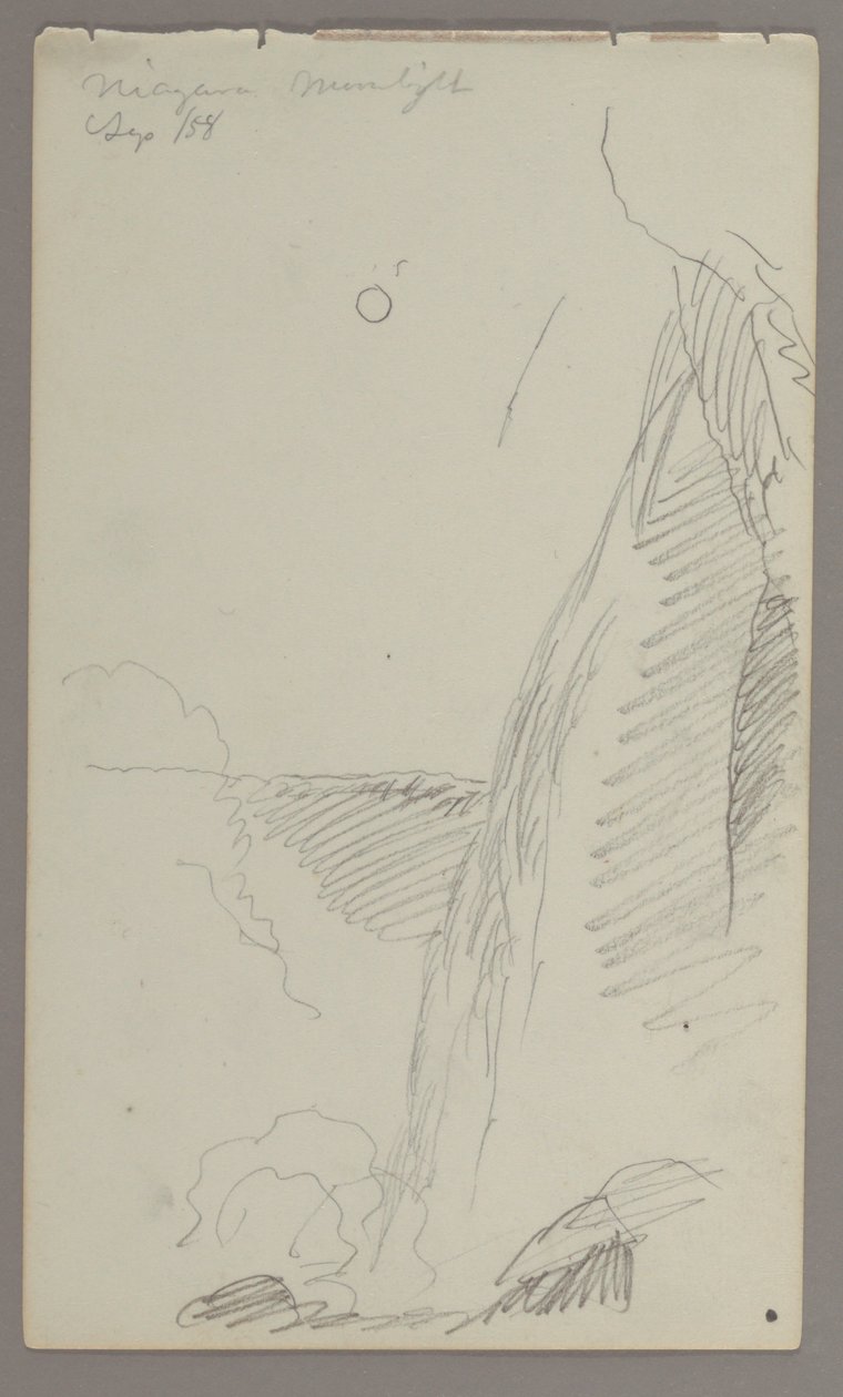 Dessin, Chutes au clair de lune, 1858 - Frederic Edwin Church