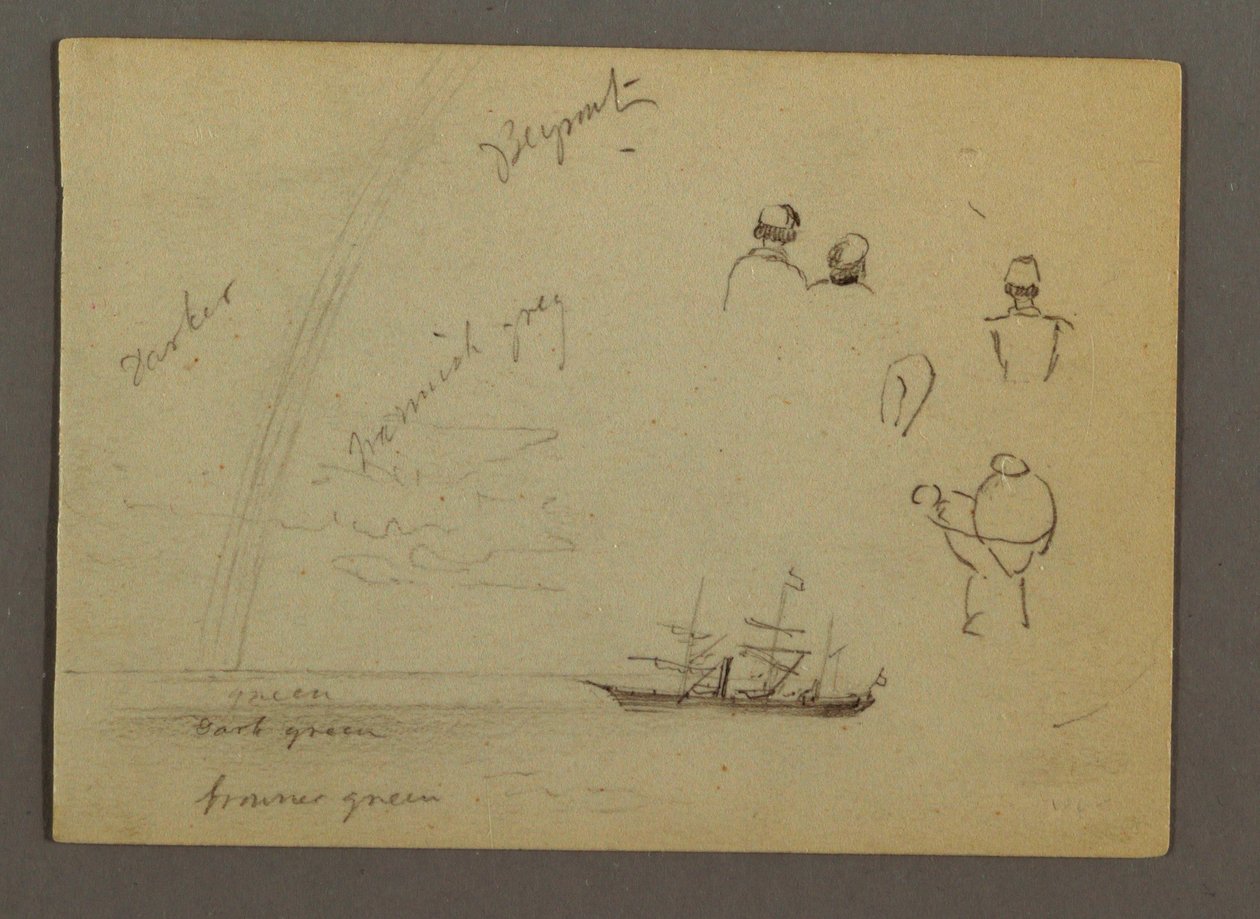 Dessin, études de figures, voilier, arc-en-ciel, peut-être 1868 - Frederic Edwin Church