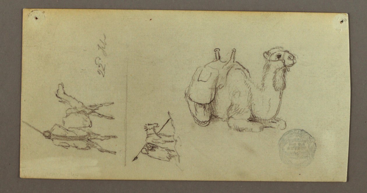 Dessin, études de figures et de chameaux, 22 février 1868 - Frederic Edwin Church