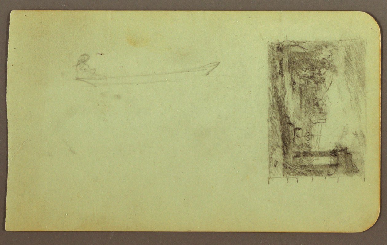 Dessin, figure dans un esquif, esquisse d