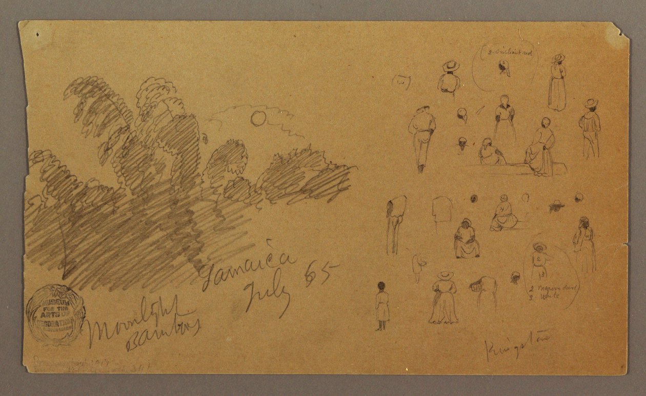 Dessin, figures, bambou au clair de lune, juillet 1865 - Frederic Edwin Church