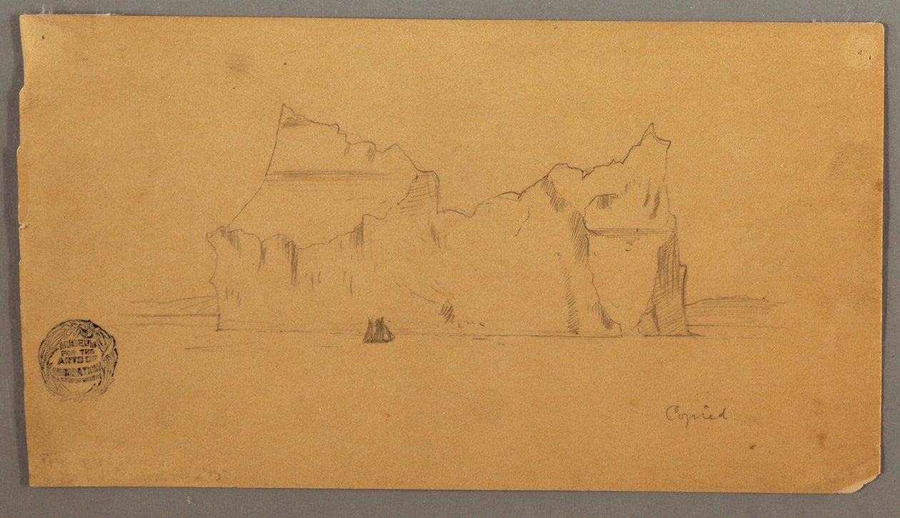 Dessin, Iceberg flottant avec voilier, peut-être 1859 - Frederic Edwin Church