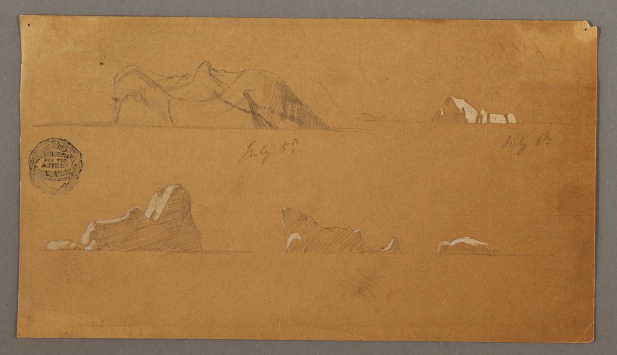Dessin, icebergs flottants, 5 et 6 juillet 1859 - Frederic Edwin Church