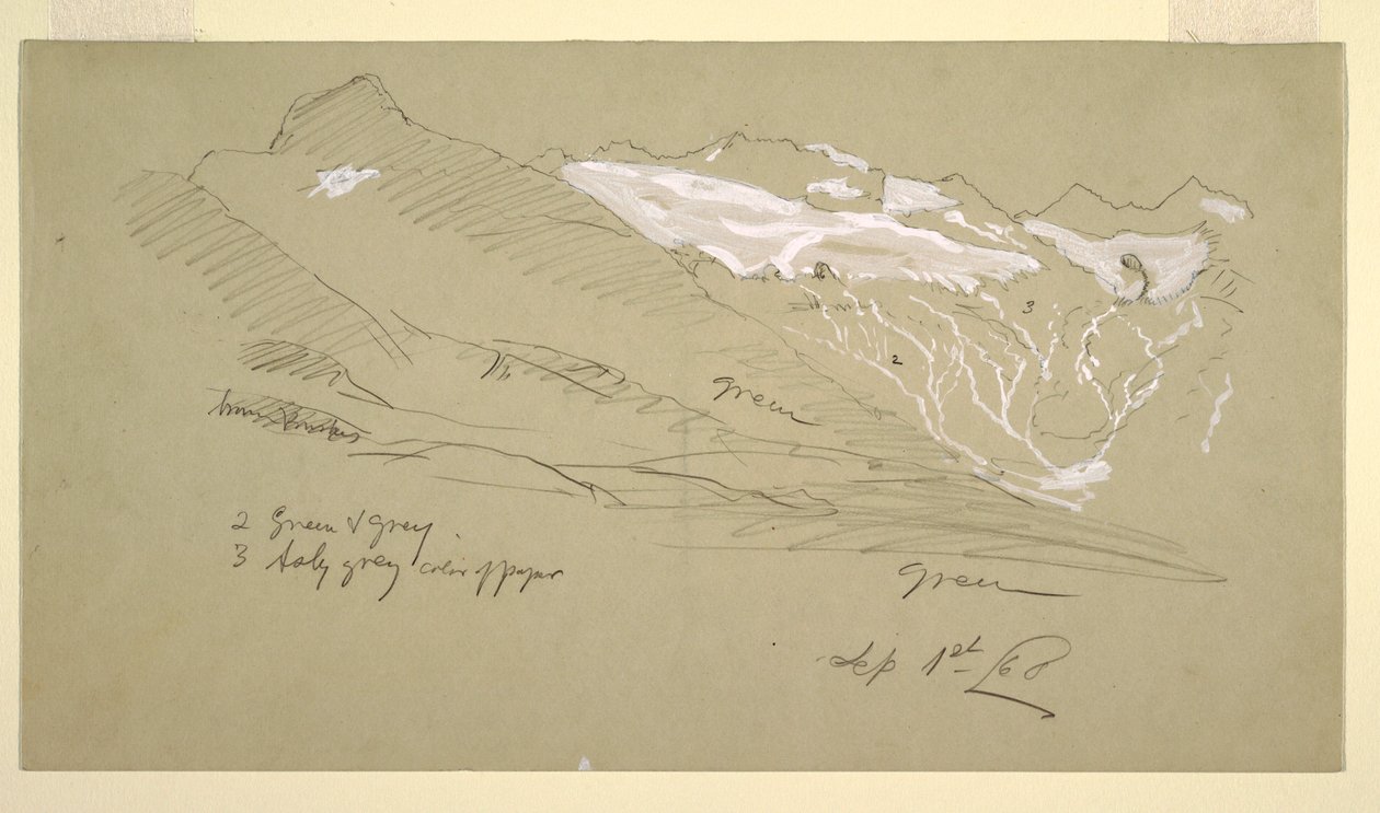 Dessin, des Alpes bernoises, Bel Arp, août 1868 - Frederic Edwin Church