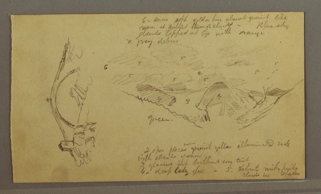 Dessin, Glacier, pont et maison, septembre 1868 - Frederic Edwin Church