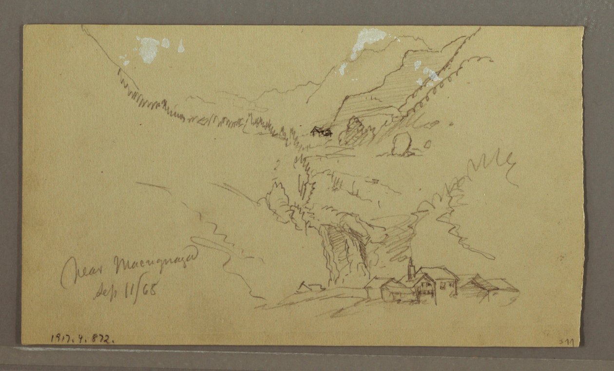 Dessin, Glacier, pont et maison, septembre 1868 - Frederic Edwin Church
