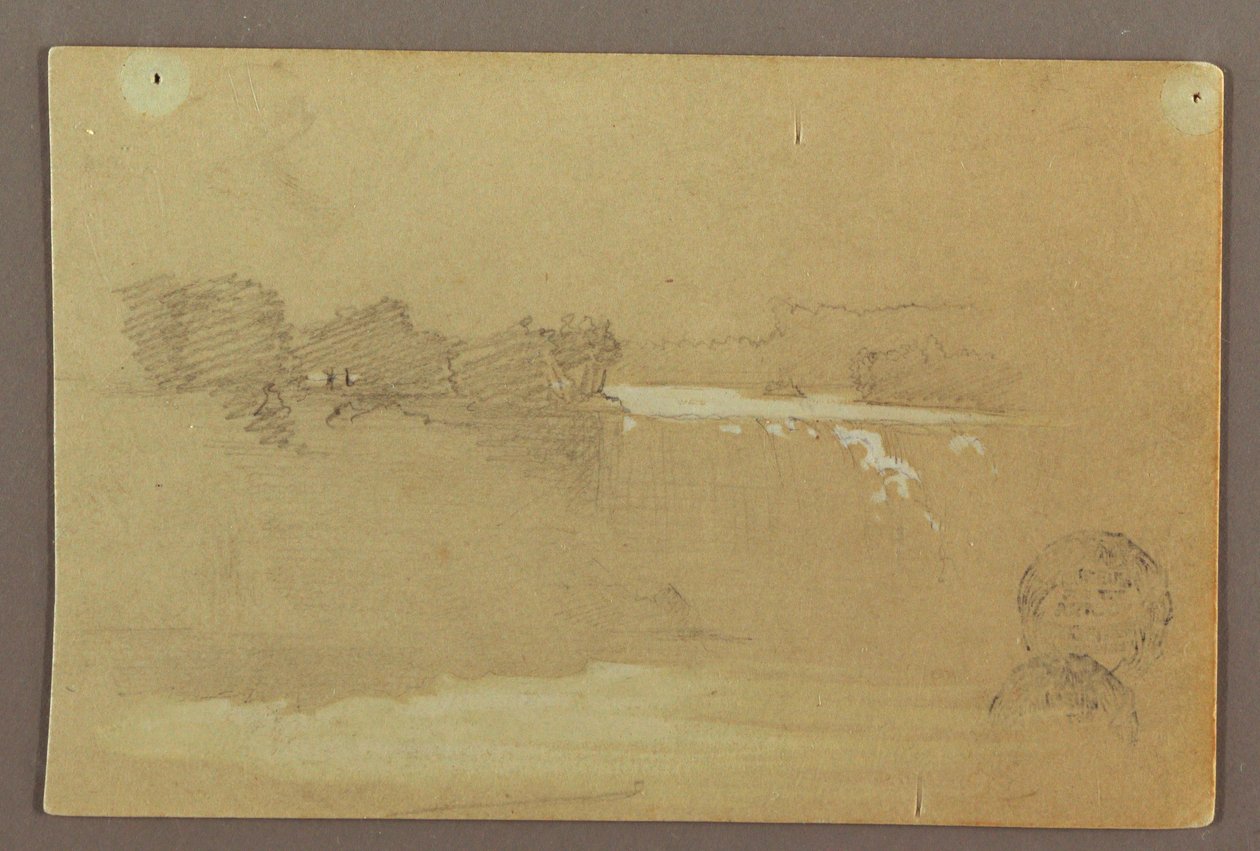 Dessin, Hennequin Point et les chutes américaines, rivière Niagara, peut-être 1856 - Frederic Edwin Church