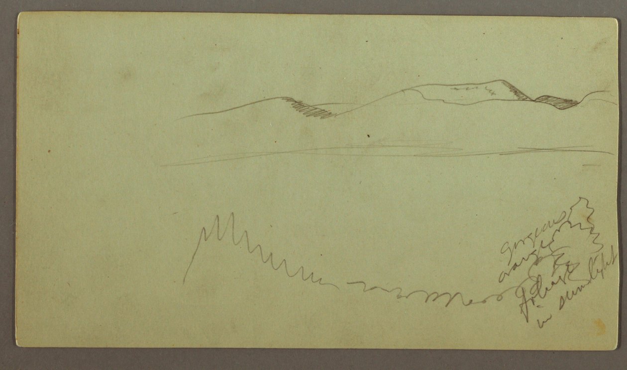Dessin, chaîne de collines sur une plaine, peut-être 1868 - Frederic Edwin Church