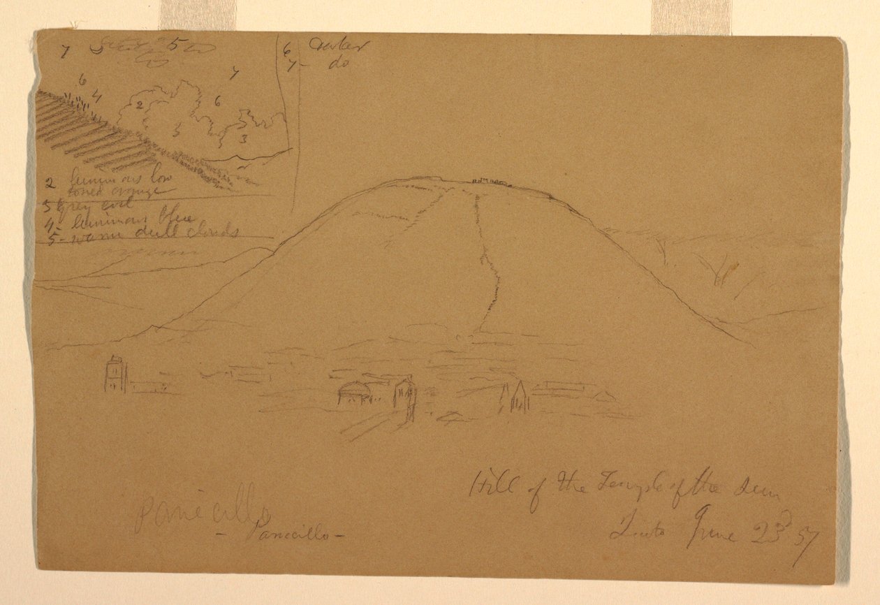 Dessin, colline du temple du Soleil, Quito, Équateur, 23 juin 1857 - Frederic Edwin Church