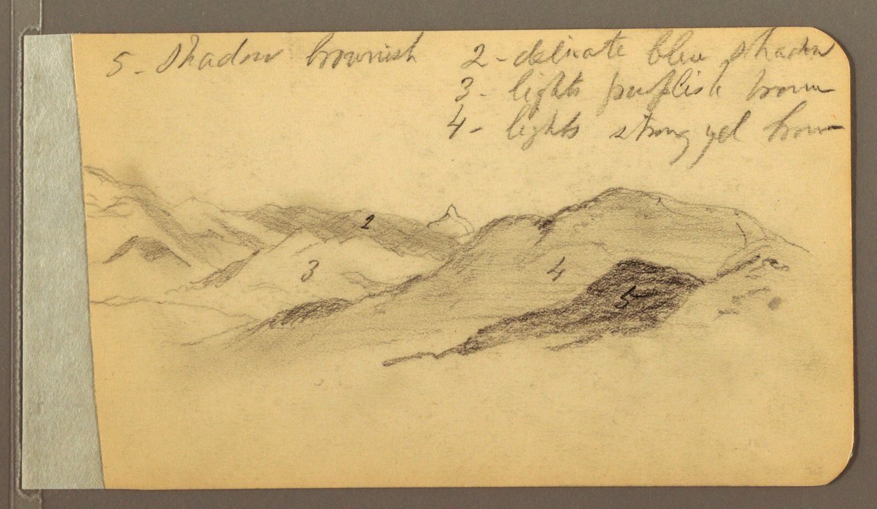 Dessin, collines ; au verso : tête, 1889 - Frederic Edwin Church