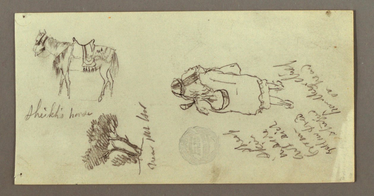 Dessin, cheval, figure de dos, arbres, peut-être 1868 - Frederic Edwin Church