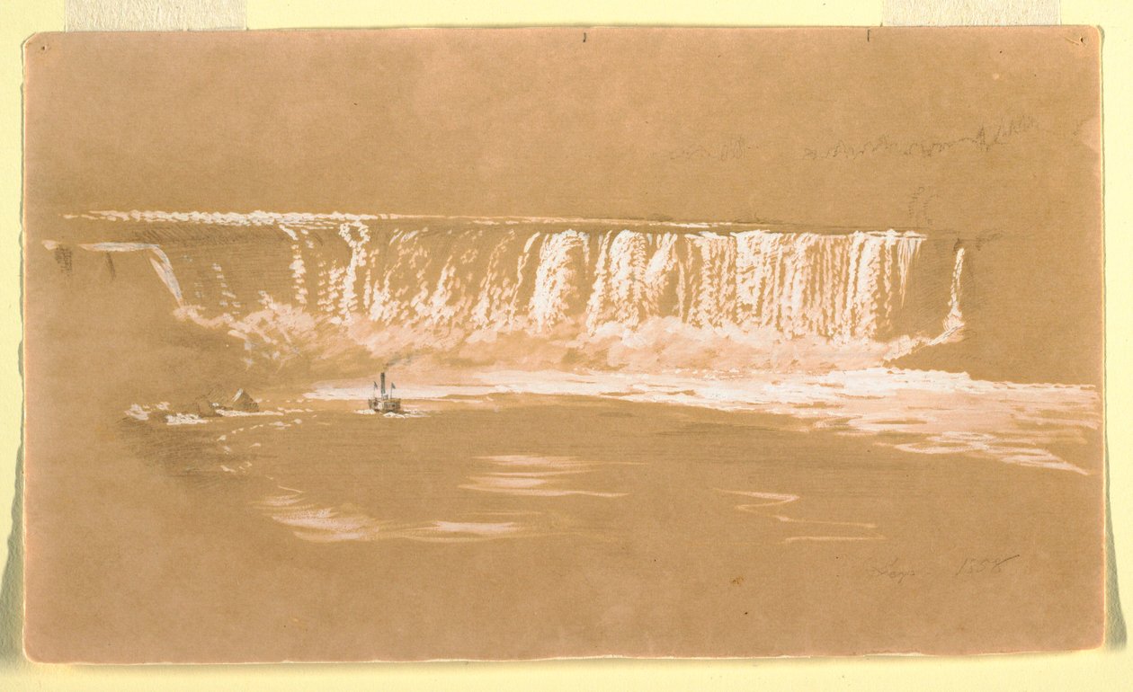 Dessin, chute en fer à cheval depuis le nord, Niagara, septembre 1858 - Frederic Edwin Church