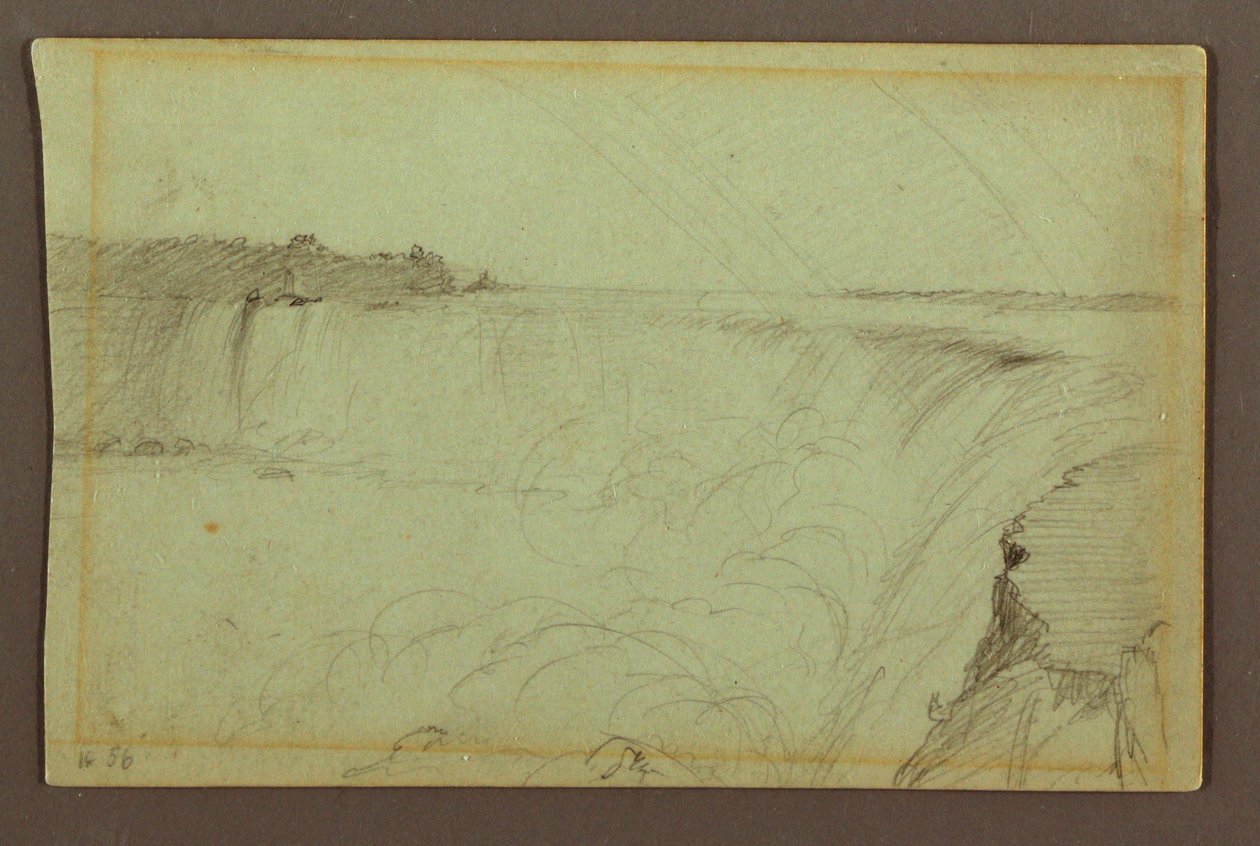 Dessin, chutes en fer à cheval avec un double arc-en-ciel, rivière Niagara, Canada, 1856 - Frederic Edwin Church