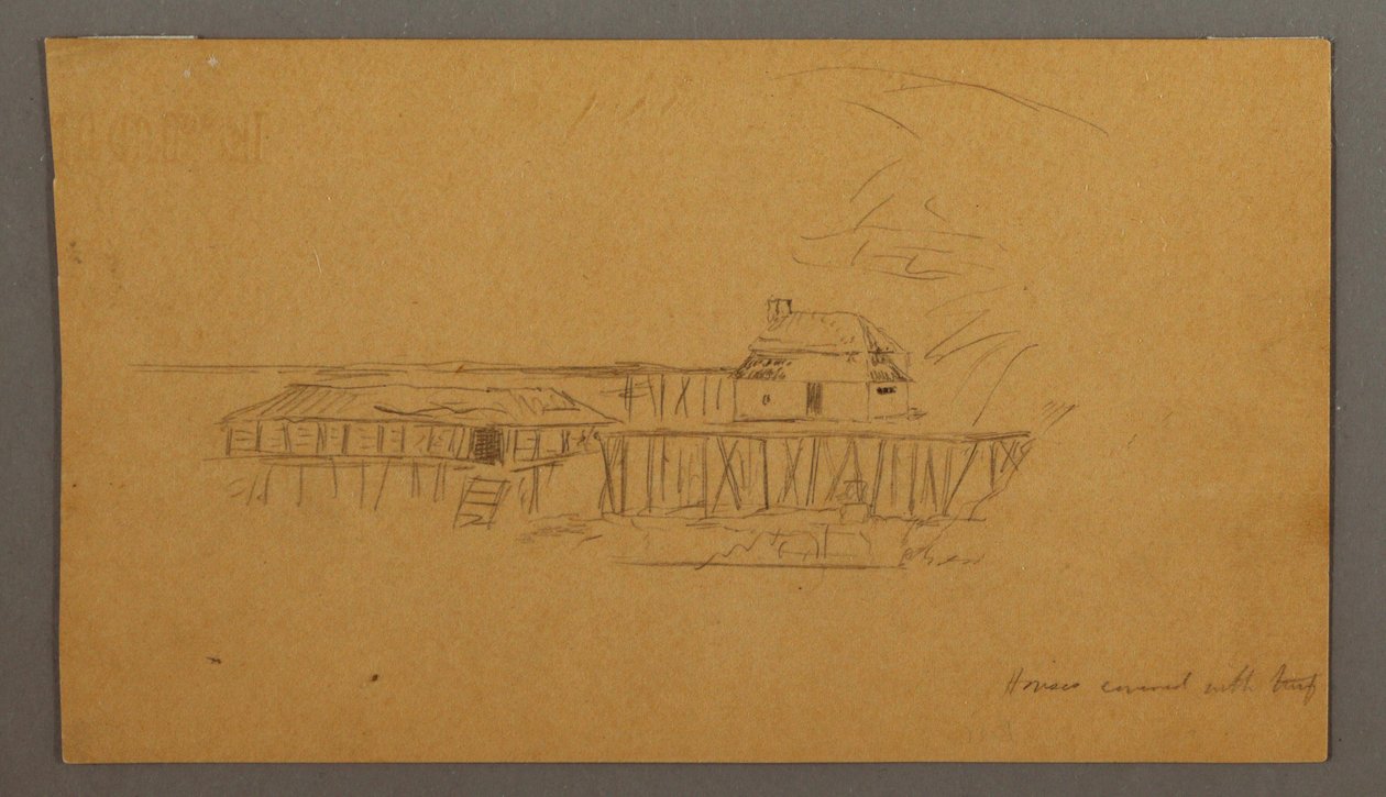 Dessin, maison et quai, peut-être 1859 - Frederic Edwin Church