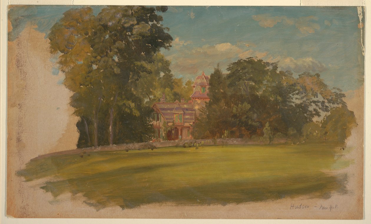 Dessin, maison à Hudson, New York, vers 1885 - Frederic Edwin Church