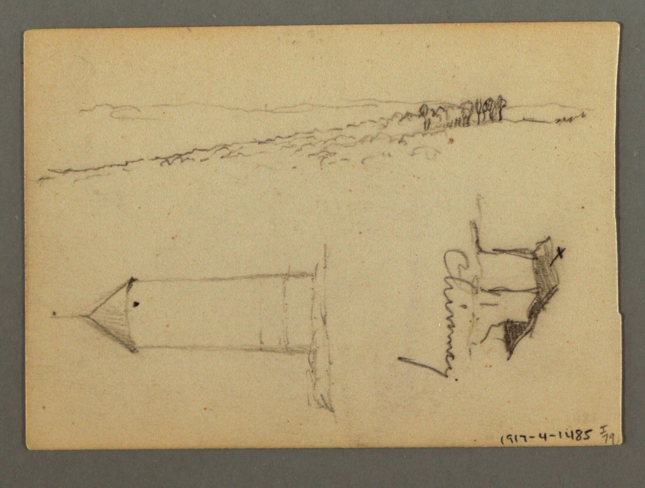 Dessin, maison sur la falaise, tours, peut-être 1868 - Frederic Edwin Church