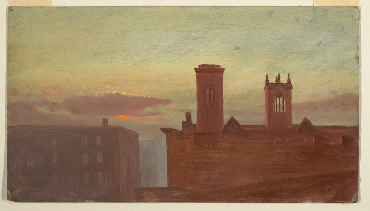 Dessin, Housetops/Hudson, vers 1867 - Frederic Edwin Church