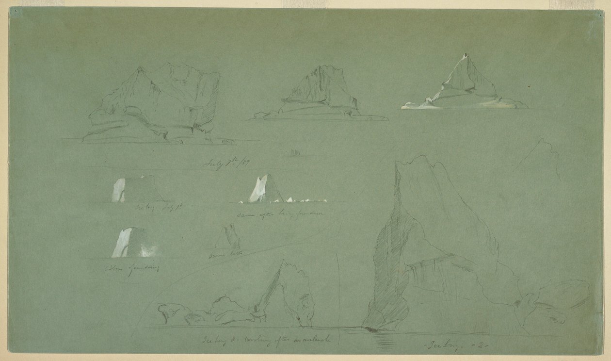 Dessin, Icebergs, 7 et 9 juillet 1859 - Frederic Edwin Church